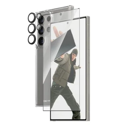Protection Bundle Samsung S24 Ultra (Hard Case + Screen Protector + Hoops) Panzerglass - Clear